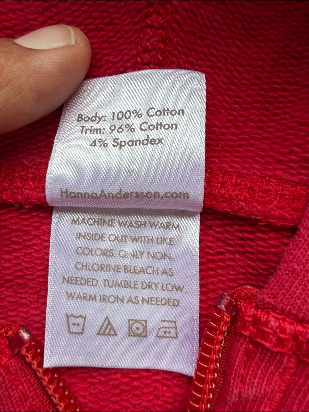 Hanna Andersson Classic Red Zip Up Hoodie Sweatshirt 110 US 5 Boy Girl Unisex - Picture 4 of 5